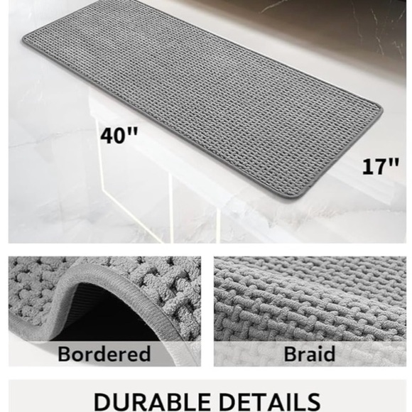 NWT-COCOER-GRAY CHENILLE BATH MAT - Picture 2 of 4